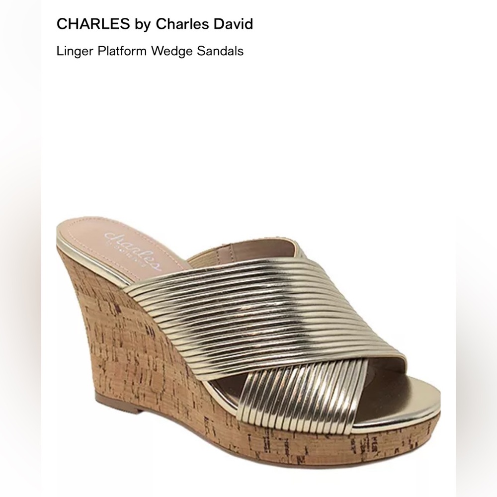 Charles Gold Metallic Gold Wedge heels